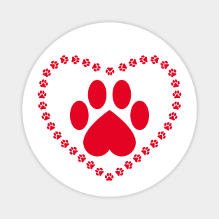 Red Heart Shaped Animal Paw Magnet